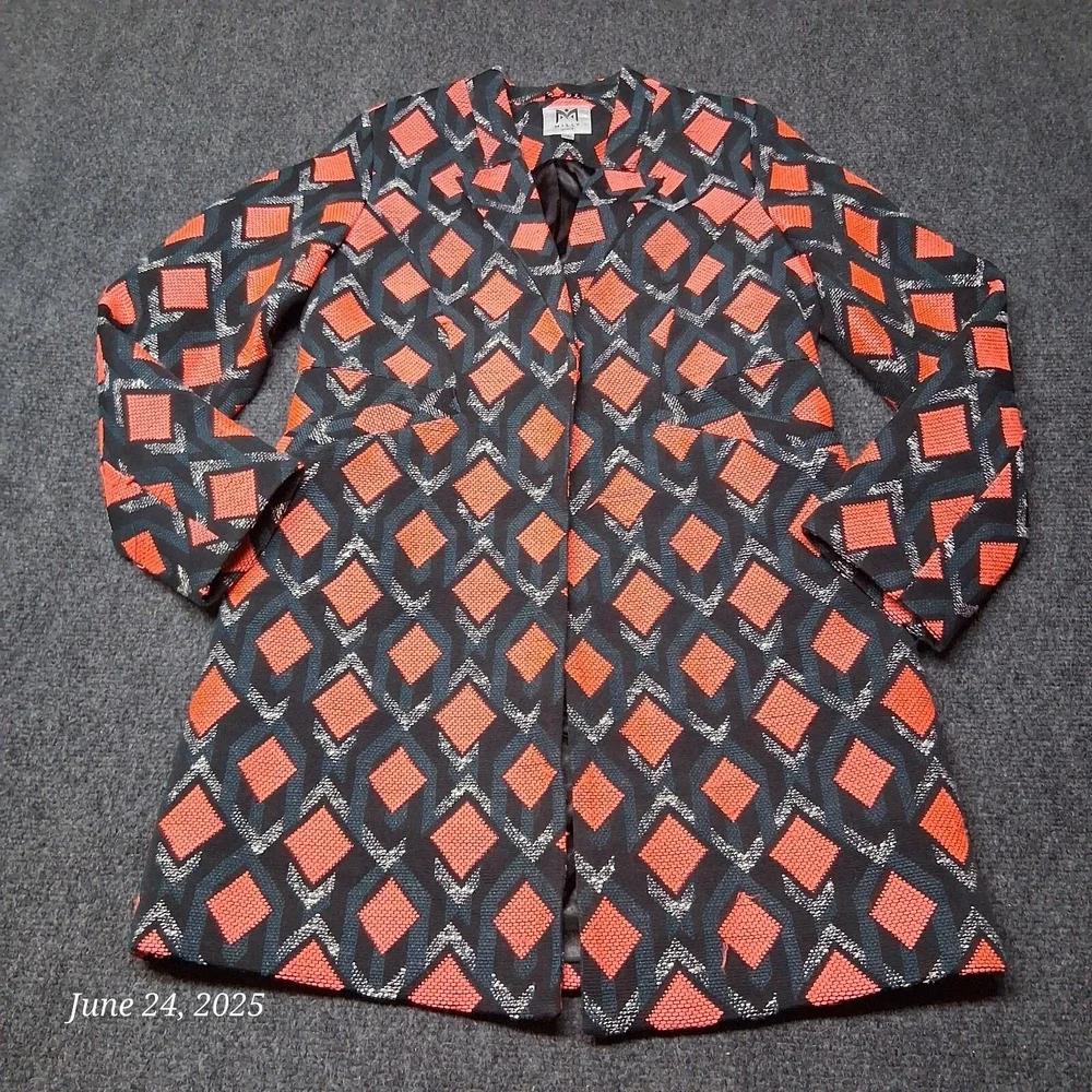 Milly Minis Girls Long Coat Size‎ 12 Orange and Black Diamond